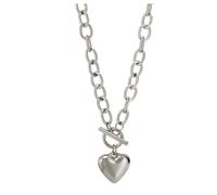 Chunky Gold Heart Necklace for Women,Y2K Big Heart Statement Necklace Long Puffy Hearts Chain Charm Necklaces Trendy Jewerly, L, Alloy Steel, No Gemstone
