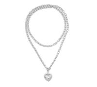 Chunky Gold Heart Necklace for Women,Y2K Big Heart Statement Necklace Long Puffy Hearts Chain Charm Necklaces Trendy Jewerly, L, Alloy Steel, No Gemstone