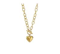 Chunky Gold Heart Necklace for Women,Y2K Big Heart Statement Necklace Long Puffy Hearts Chain Charm Necklaces Trendy Jewerly, L, Alloy Steel, No Gemstone