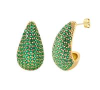 Chunky Gold Hoop Earrings for Women, Rhinestone Teardrop Earrings Dupes Lightweight Water Drop Earrings for Women Trendy Tear Drop Dangle Earrings Hypoallergenic Jewelry for Women, M, Rhinestone