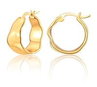 Chunky Gold Hoop Earrings for Women,Small Chunky Hoop Earrings Hypoallergenic 925 Silver Hoop Earrings 18K Gold Plated Hoop Earrings Unique Birthday Gifts for girls Women
