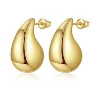 Chunky Gold Hoop Earrings, Gold Lightweight Teardrop Earrings, Gold Earrings for Women Girls, Chunky Gold Earrings - Womens Earrings Hypoallergenic Earrings Jewellery Gift for Women