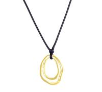 Chunky Gold Irregular Pendant Necklace Y2k Boho Statement Circle Round Heart Hollow Metal Leather Rope Necklace for Women Men Minimalist Summer Holiday Christmas Party Birthday Jewelry Accessories, M