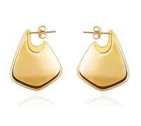 Chunky Gold Knot Earrings Statement Earrings for Women Gold Plated Dupes Geometric Dangle Earrings Hypoallergenic Fashion Trendy Jewelry Gifts (Fin-Small)