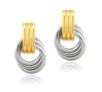 Chunky Gold Knot Earrings Statement Earrings for Women Gold Plated Dupes Geometric Dangle Earrings Hypoallergenic Fashion Trendy Jewelry Gifts (Knot-Two Tone-Medium)