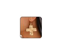 Chunky Gold Large Hammered Cross Earrings for Women Trendy Thick Big Crucifix Drop Dangle Earrings Bold Hook Earrings 80s Faith Jewelry Accessories, L, Metal, No Gemstone