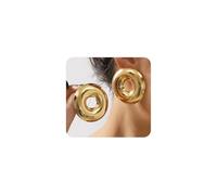 Chunky Gold Large Heart Dangle Earrings for Women,Exaggerated Geometry Hollow Round Big Stud Earrings,Trendy Prom Cocktail Ear Jewelry Accessories, L, Metal, No Gemstone