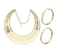 Chunky Gold Necklace Big Statement Chunky Necklace for Women African Tribe Wide Metal Choker Necklaces Jewelry, Metal, No Gemstone