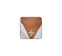 Chunky Gold Pearl Cross Necklace for Women Vintage Adjustable Large Cross Pendant Necklace Charm Jesus Toggle Clasp Choker Fashion Statement Jewelry, L, Metal, No Gemstone