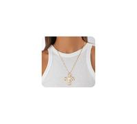 Chunky Gold Pearl Cross Necklace for Women Vintage Adjustable Large Cross Pendant Necklace Charm Jesus Toggle Clasp Choker Fashion Statement Jewelry, L, Metal, No Gemstone