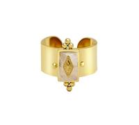 Chunky Gold Rings for Women Men Hollow Crown Ring Wide Geometric Ring Open Adjustable Ring 14K Gold Plated Stainless Steel Ring Never Fade Ring Jewelry, Stainless Steel, Stone