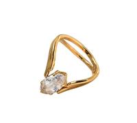 Chunky Gold Rings For Women, Trendy Stainless Steel Non Tarnish Rhinestones Ring Stackable Bling Elegant Design Daily Wear Engagement Wedding Promiser Couple Jewelry Gift, Stainless Steel, No Gemstone