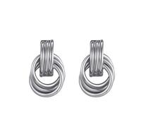 Chunky Gold Silver Twist Knot Stud Earrings for Women Hollow Geometric Circle Twisted Earring Prom Wedding Jewelry, L, Alloy Steel, No Gemstone