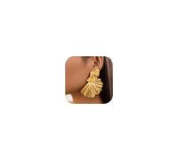 Chunky Gold Statement Earrings For Women Gold Flower Earrings Trendy Ginkgo Leaf Floral Simple Jewelry for Women (D)