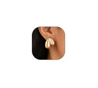Chunky Gold Teardrop Drop Earrings Irregular Geometric Waterdrop Earrings Hypoallergenic Comma Statement Earrings Jewelry Presents for Women Wife, Zinc, No Gemstone