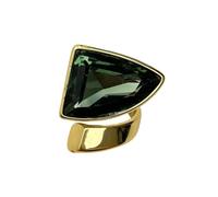 Chunky Green Rhinestone Triangle Open Large Statement Ring For Women Adjustable Wrap Band Exaggerated Thick Geometric Crystal Stone Finger Rings Wedding Party Cocktail Prom Fashion Jewelry Gifts