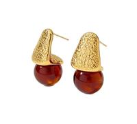 Chunky Hammered Gold Dangle Earrings 14K Plated Resin Dangle Drop | Hypoallergenic, Vintage Style, Summer Beach, Women's Jewelry, Drop Earrings
