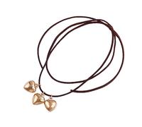 Chunky Heart Anklet Bracelet Puffy Love Heart Charm Anklet Bubble Brown Velvet Rope Anklet for Women Gifts Dainty Jewelry, Adjustable, Zinc, no gemstone