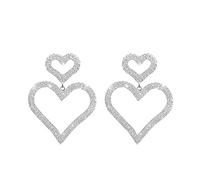Chunky Heart Earrings Diamond Encrusted Double Love Earrings Temperament Everything Long Peach Heart Earrings Pendant Earrings Earrings Bundle