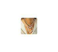 Chunky Heart Necklace for Women,Y2k Large Pearl Beads Heart Choker Necklaces Exaggerated Big Hollow Love Pendant Necklace Dainty Statement Jewelry Gift, 1, Metal, No Gemstone