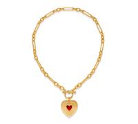 Chunky Heart Necklace with Stone Sunburst Heart Pendant Necklace Vintage Statement Necklace for Women Gold Chunky Toggle Necklace