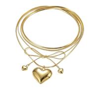 Chunky Heart Necklaces For Women,Adjustable Gold Bow Layered Tie Wrap