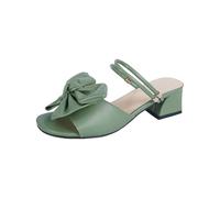 Chunky Heel Fish Mouth Slippers Fashion Open Toe Sandals For Women Cute Bow Accent Shoe Comfortable Lightweight Slippers Backless Slipper Cross Strappy Sandal With Arch Fit Summer Soft Shoes