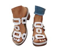 Chunky Heel Solid Color Ethnic Fashion Sandals For Casual Summer Outdoor Walking Comfortable Footwear Lightness That Never Weighs You Down