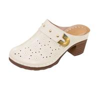 Chunky Heels Mules Backless Slippers for Womens Ladies Casual Slip on Backless Closed Toe Mule Shoes Summer Wide Fit Orthopedic Comfortable Arch Support Sandals Lightweight Outdoor Walking Shoes