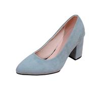 Chunky Heels Women Pointed Toe Heels Ladies Slip On Ballroom and Latin Dance Great for Creating a Timeless Look - Perfect for Creating a Memorable Impression Blue