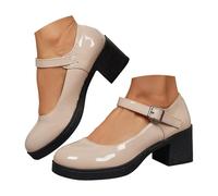 Chunky Heels Women Round Toe Heels Ladies Elegant Ankle Strap Ankle Strap Summer Mother of the Bride and Groom Ideal for Adding a Touch of Luxury - Perfect for Elegant Beige