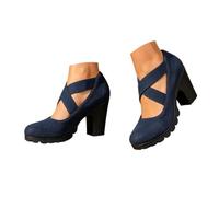 Chunky Heels Women Round Toe Heels Ladies Oktoberfest Ankle Strap Ankle Strap Runway and Designer Events Ideal for Adding Sophistication to Any Ensemble - Perfect for Elegant Blue