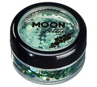 Chunky Holographic Glitter by Moon Glitter - Green - Cosmetic Festival Makeup Glitter for Face, Body, Nails, Hair, Lips - 3g