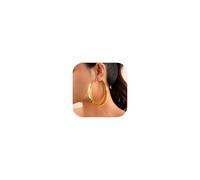 Chunky hoop earrings for women large statement hoops oversized thick wide design polished fashion jewelry accessories bold minimalist style lightweight daily wear, L, Brass, No Gemstone