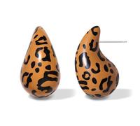 Chunky Hoop Earrings Leopard Teardrop Earrings for Women Statement Water Drop Earrings Trendy Jewelry Accessories Mother’s Day Christmas Holiday Gifts, Zinc, No Gemstone
