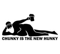 Chunky Is The New Hunky - Die Cut Vinyl Decal for Cars, Trucks, Motorcycles, Vans, Laptops, ToolBoxes, Windows, Mobiles, etc (Bright Pink, 6x6)