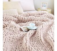 Chunky Knit Blanket Throw for Couch, 51"x63" Chunky Yarn Knitted Blankets