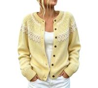 Chunky Knit Cardigan for Women UK Button Down Open Front Fair Isle Jumpers | Ladies Aran Cardigans , Crochet , Cable Knit , Long Sleeve ,Warm Knitwear ,Fall Winter Outfits for Daily Office Vacation