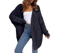 Chunky Knit Cardigans For Women - Waterfall Cardigan Plus Size Long Sleeve Tops Solid Color Ladies Sweaters Warm Knitted Sweater Womens Loose Cardigans Shirt Slim Fit Trench Topcoats With Pockets