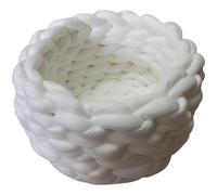 Chunky Knit Cat Nest, 11.8 in / 30 cm Round Woven Cat Bed Basket, Hand-Woven Cotton Pet Bed, Soft Cozy Cave, Washable Cat Dog Bed for Small Medium Pets