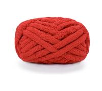 Chunky Knit Chenille Yarn for Hand Knitting Blankets, Super Soft Big Jumbo Blanket Yarn, Red