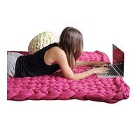 Chunky Knit Grey Throws For Sofa Large, Bed Blankets 100X120, Rose Red
