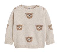 Chunky Knit Jumper in Bear Print with Crew Neck assorted
