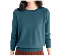 Chunky Knit Jumper Women, Sweater Women UK, Jumpers Long Sleeve Knit Tops Ladies Crew Neck Sweaters Casual Loose Fit Pullover Knitted Cricket Jumper Womens Stretch