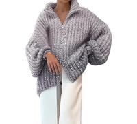 Chunky Knit Jumpers Womens Jumper Dress Size 16 Fashion Women Sequin Sweater Outerwear Coat Glitter Loose Long Cardigan Knit Jumper Women Oversized Knitted Jumper Women (Grey, S)