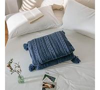 Chunky Knit Tassel Blanket for Sofa Large Thick Warm Pom Throw