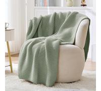 Chunky Knit Throw Blanket for Couch, Sage Green Throw Blanket, Soft Cozy Stretchy Reversible Garter Knitted Blankets for Bed, 50"x60", Sage