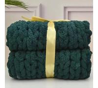 Chunky Knit Throw Blanket, Hand Knitted Blanket, Cozy Warm Soft Blankets, Machine Washable, Home Décor Chenille Throw Blanket for Couch, Sofa and Bed,150x200cm