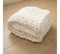 Chunky Knit Throw Blanket, Hand Knitted Blanket, Cozy Warm Soft Blankets, Machine Washable, Home Décor Chenille Throw Blanket for Couch, Sofa and Bed,150x200cm
