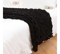 Chunky Knit Throw Blanket, Hand Knitted Blanket, Cozy Warm Soft Blankets, Machine Washable, Home Décor Chenille Throw Blanket for Couch, Sofa and Bed,150x200cm